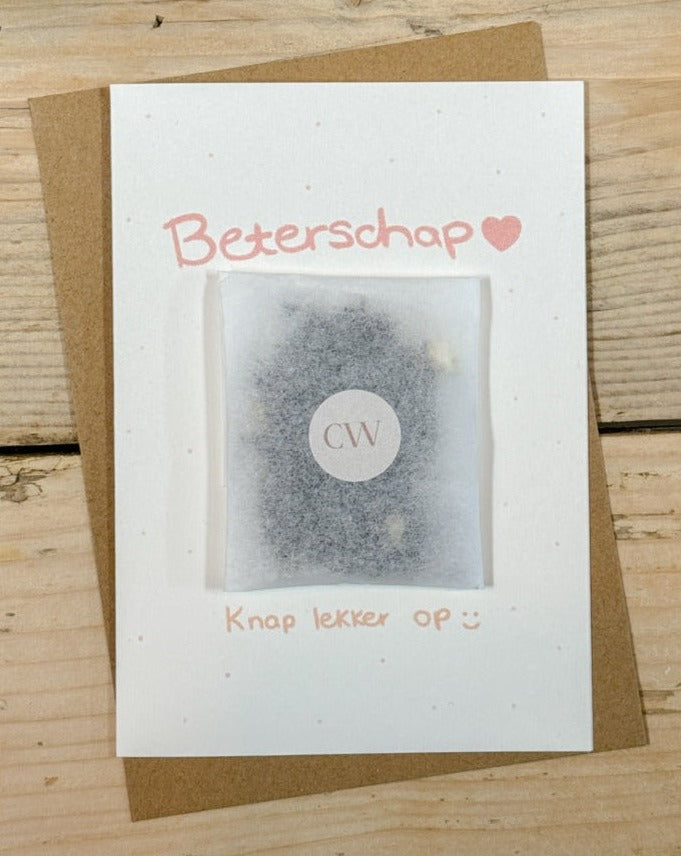 Get well card with tea bag