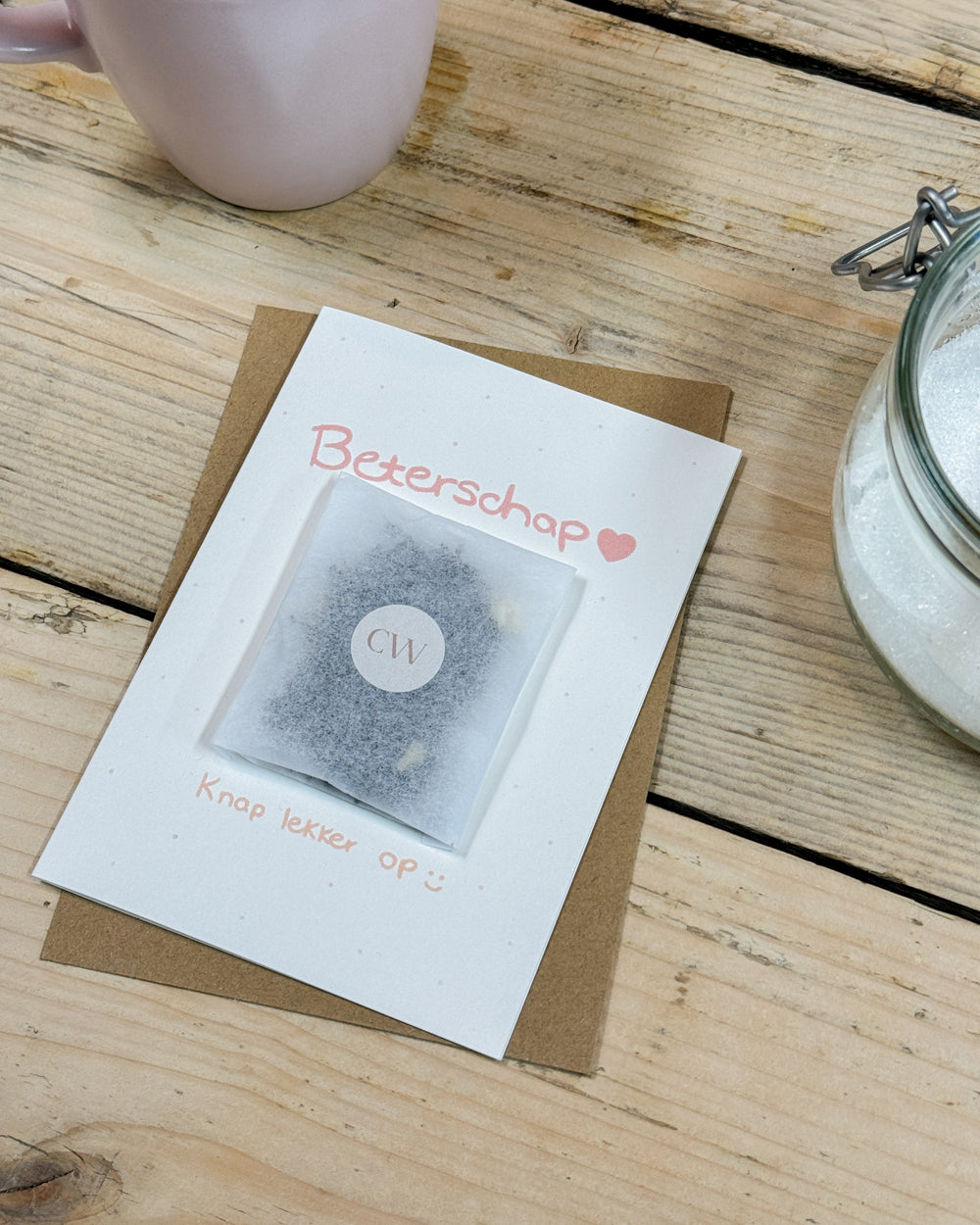 Get well card with tea bag