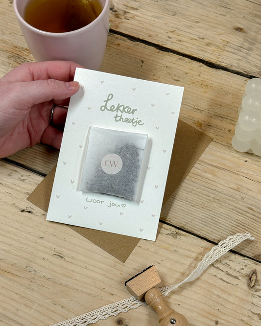 Wenskaart met zakje thee