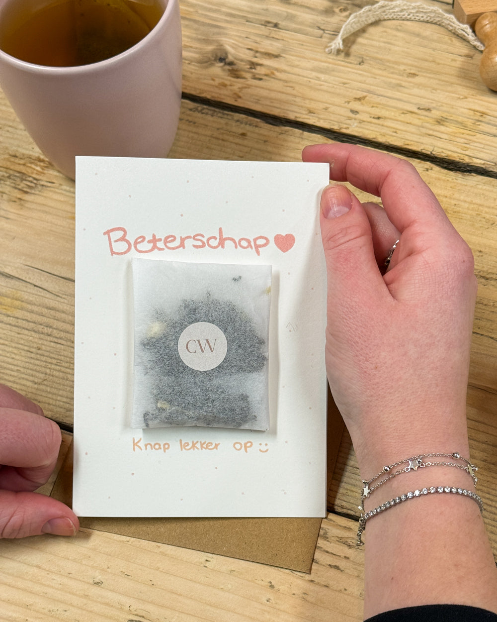 Get well card with tea bag