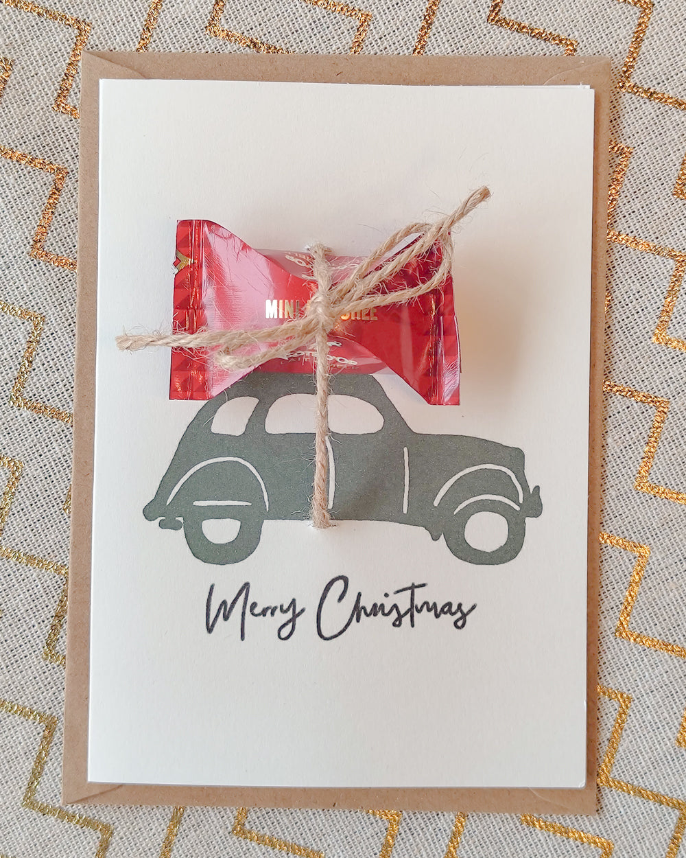Christmas card with chocolate