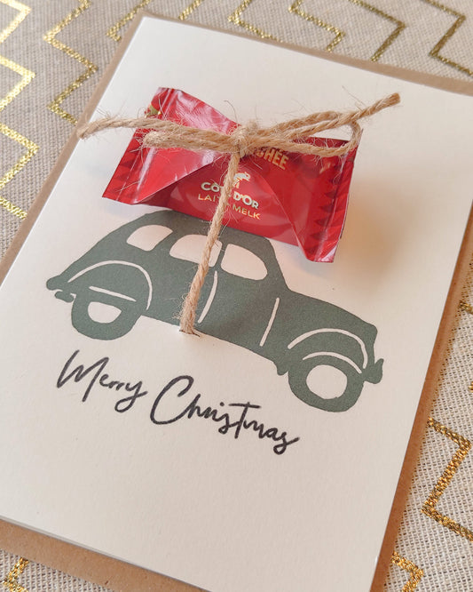 Kerstkaart met chocolaatje