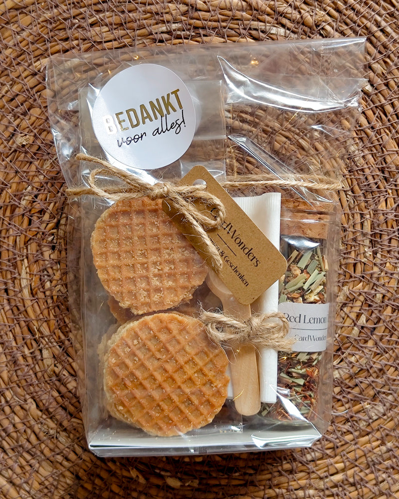 Bedank Cadeautje Luxe thee & stroopwafeltjes