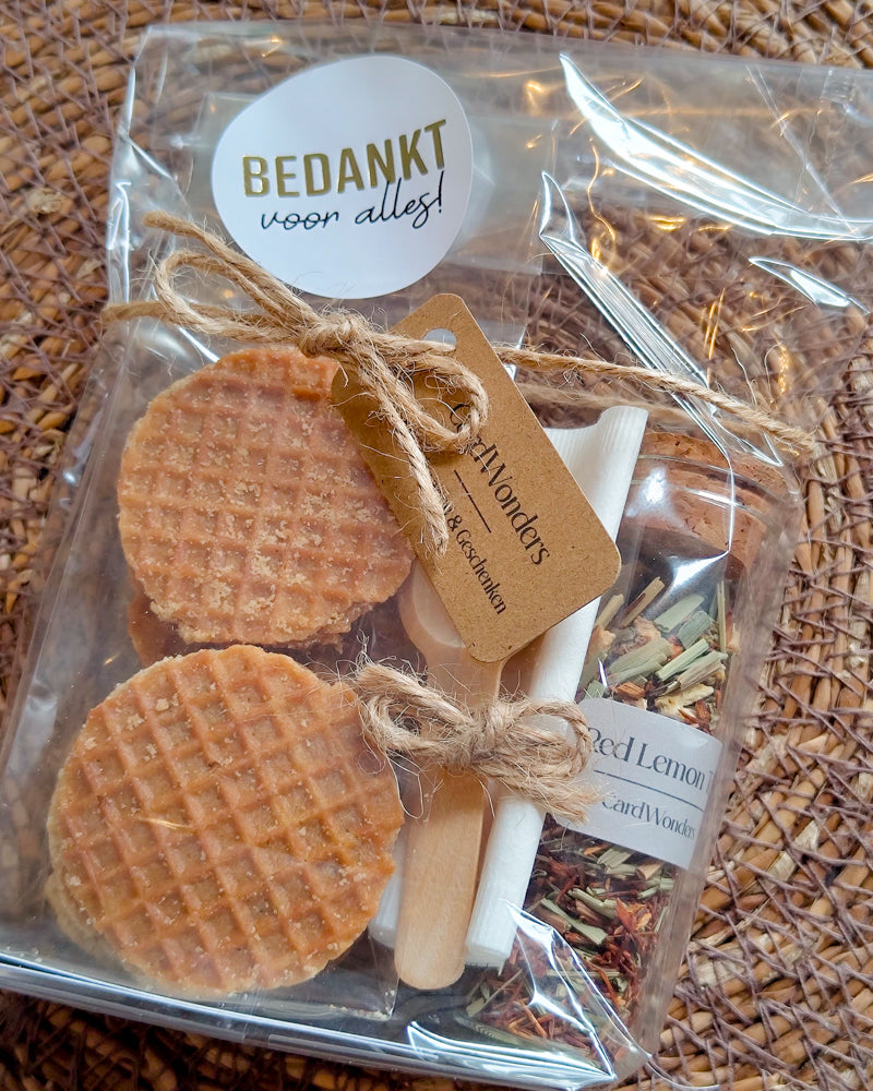 Bedank Cadeautje Luxe thee & stroopwafeltjes