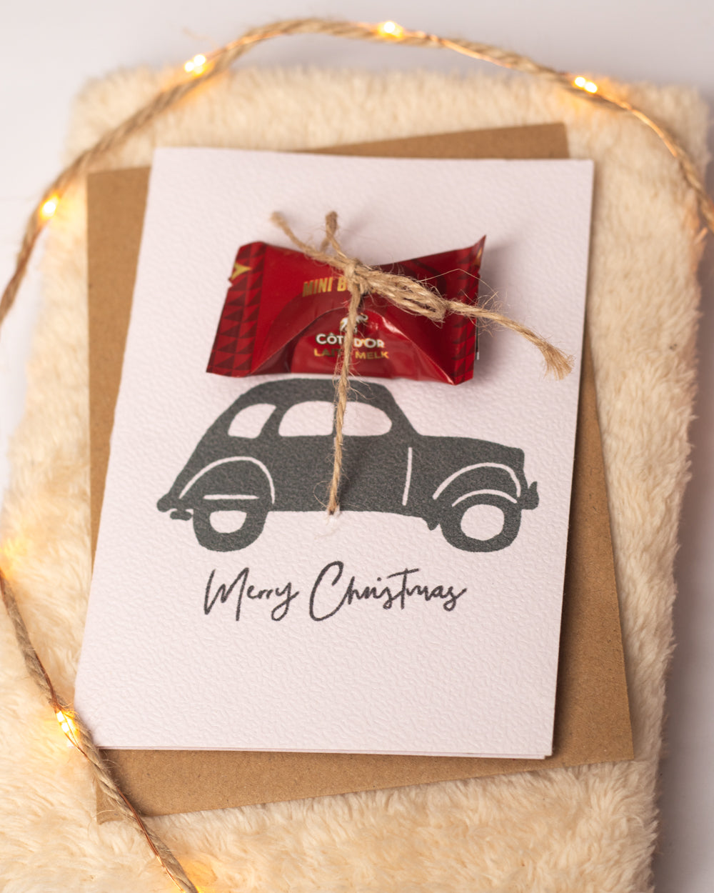 Christmas card with chocolate