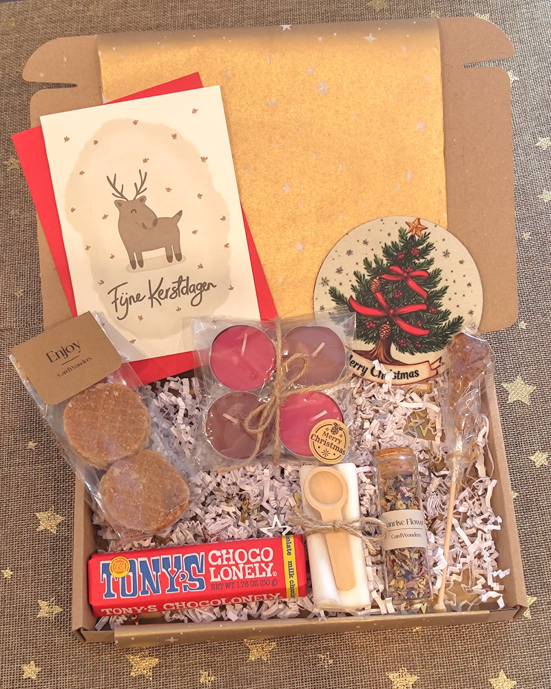 kerstpakketten bestellen vrouwen thee koekjes chocola