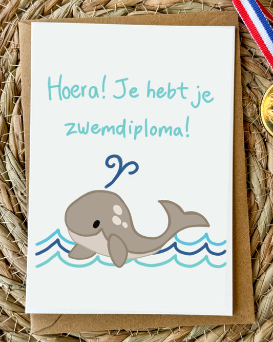 Wenskaart Zwemdiploma 🐳