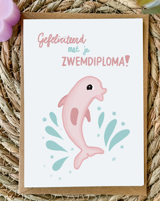 Wenskaart Zwemdiploma🐬