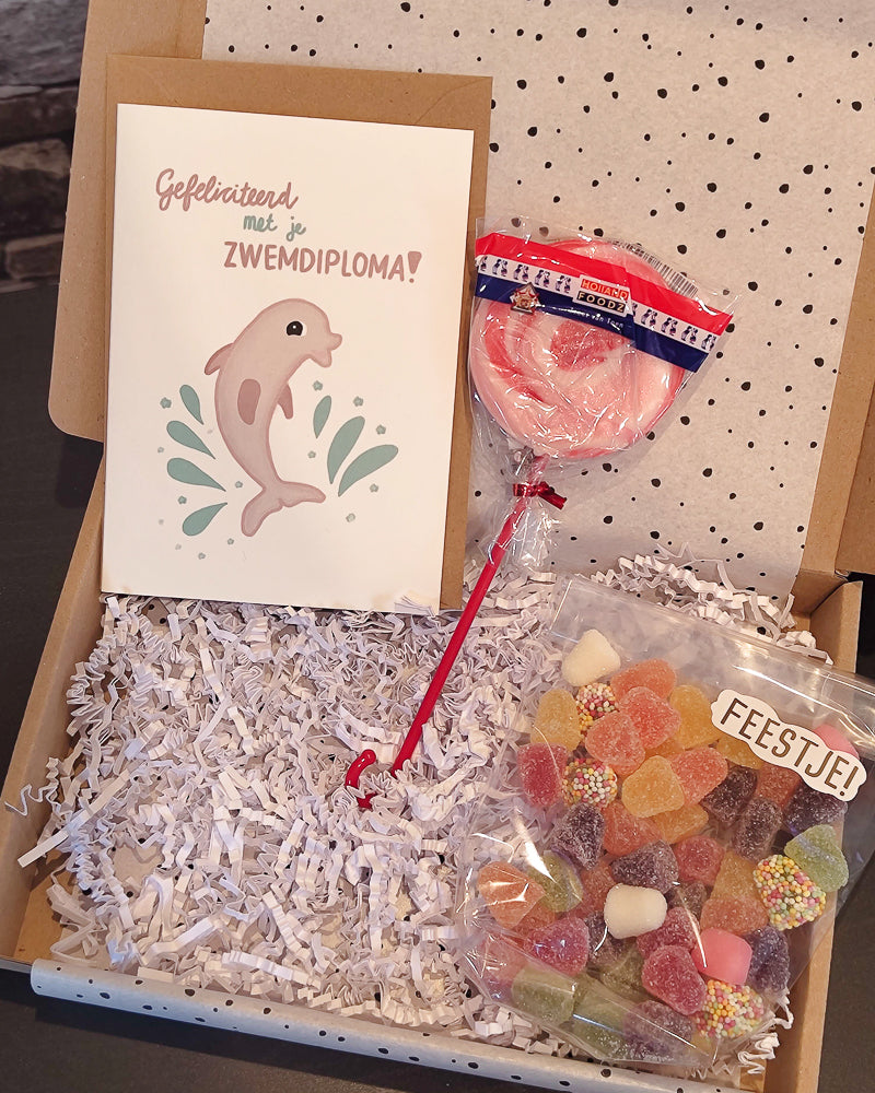 leuk zwemdiploma cadeau versturen gehaald meisje roze lolly